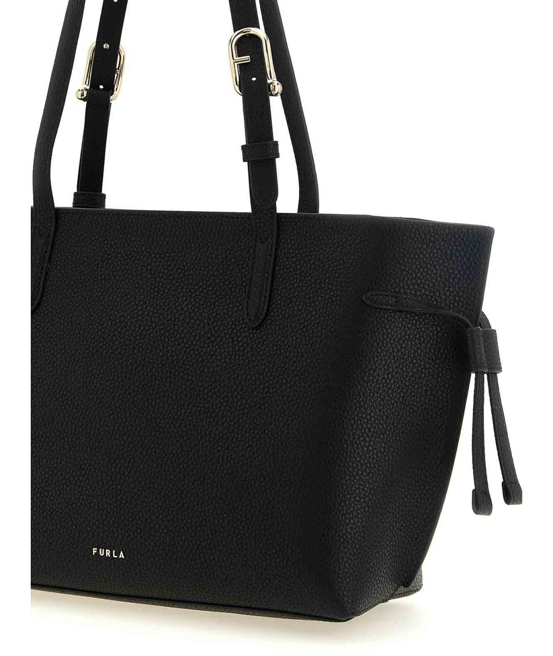 FURLA Черная кожаная сумка тоут, фото 3