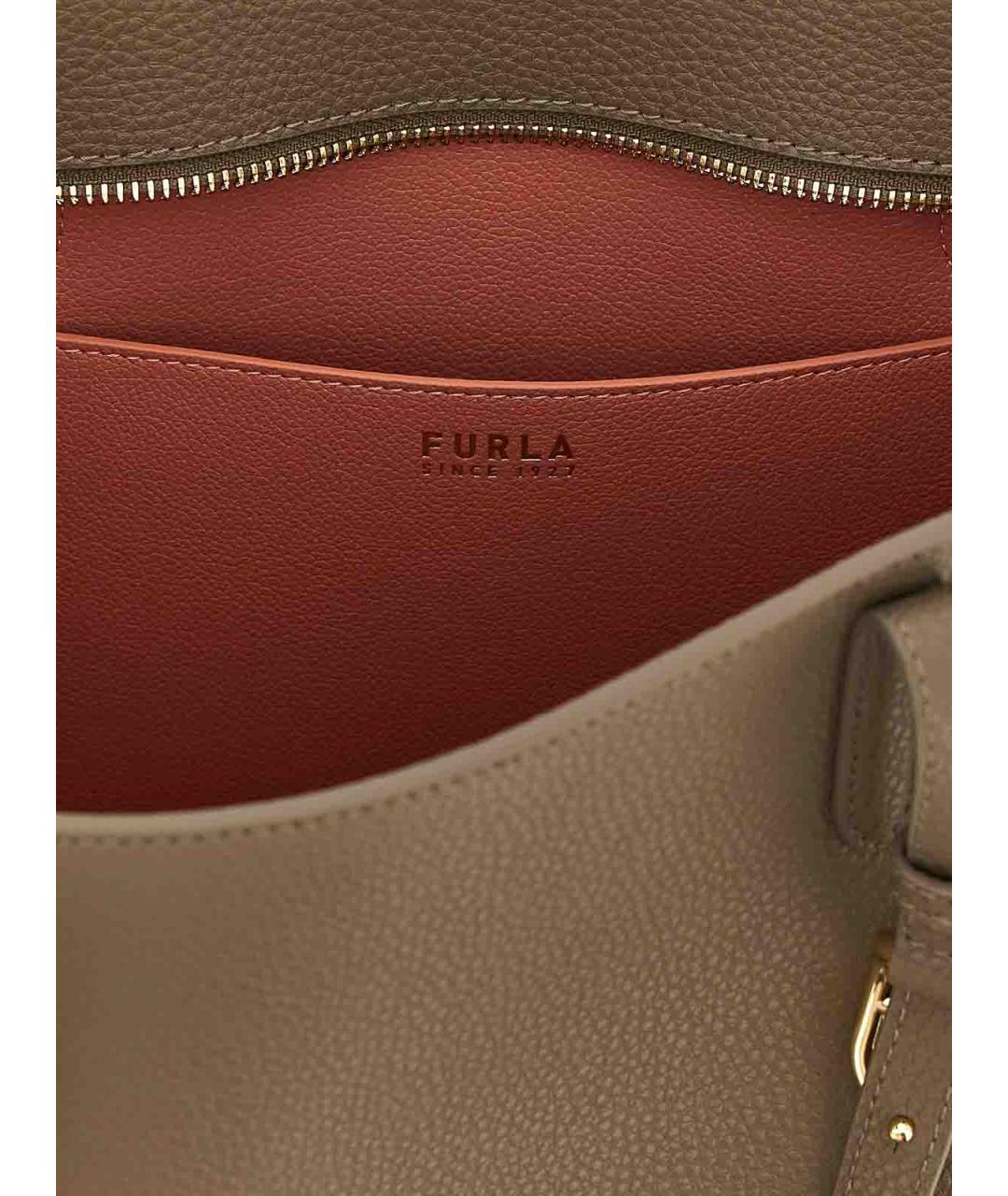 FURLA Серая кожаная сумка тоут, фото 4