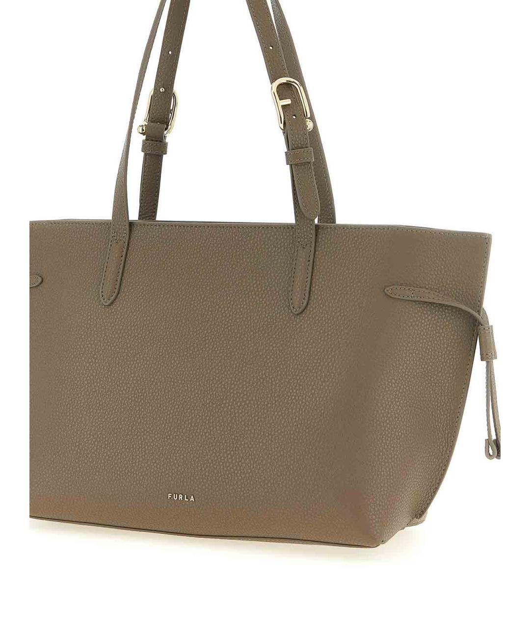 FURLA Серая кожаная сумка тоут, фото 3