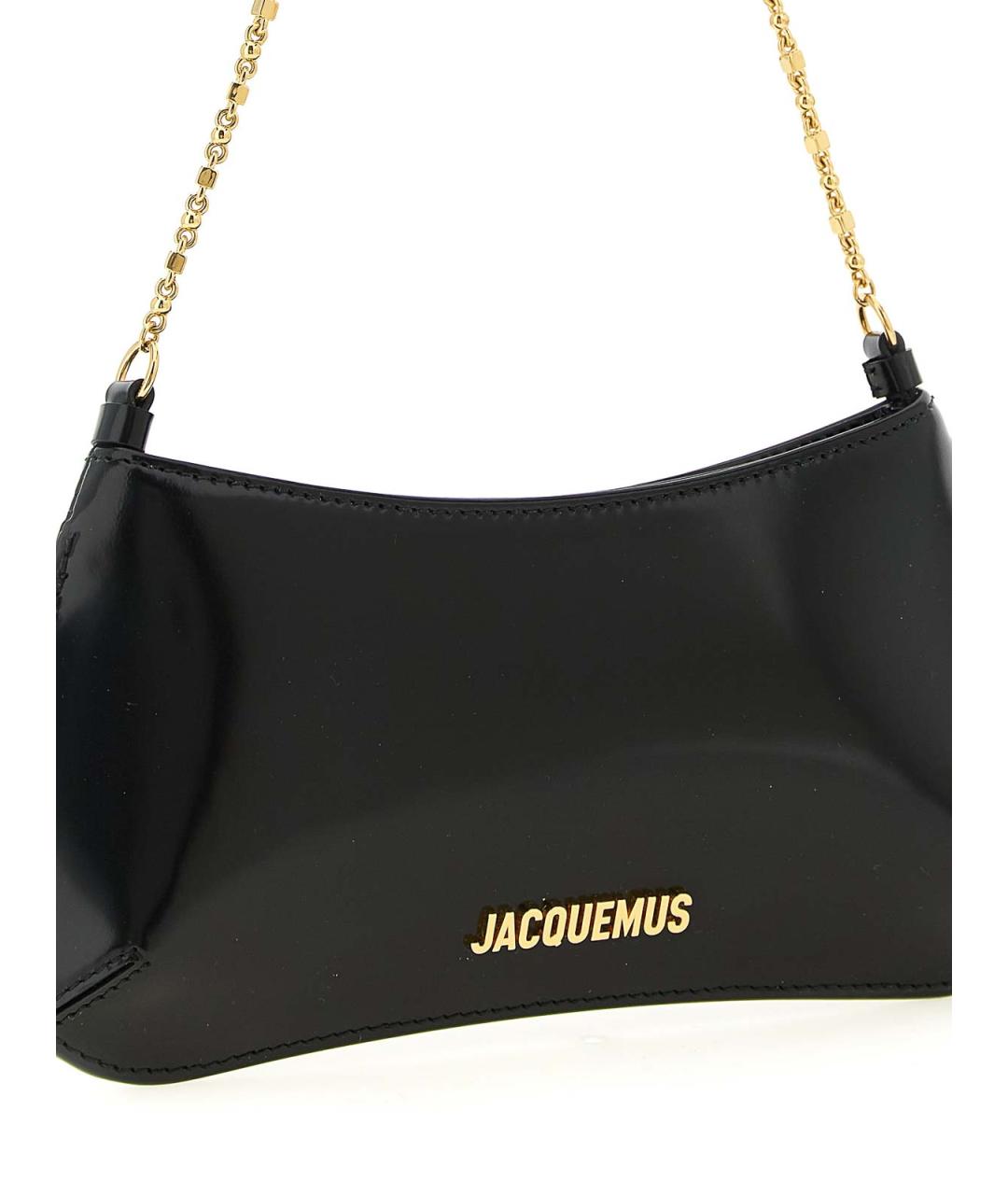JACQUEMUS Черная кожаная сумка через плечо, фото 3