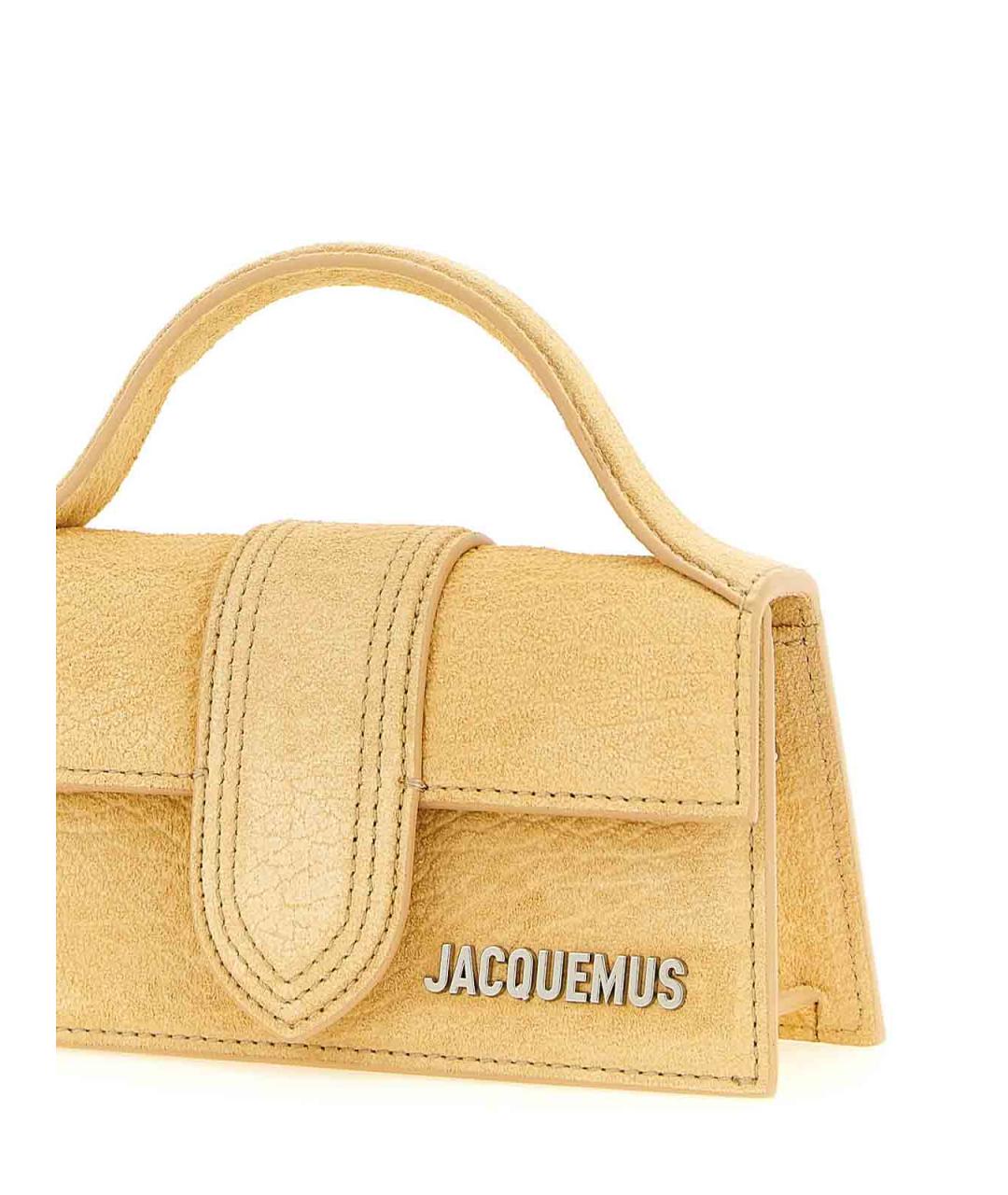 JACQUEMUS Желтая кожаная сумка с короткими ручками, фото 3