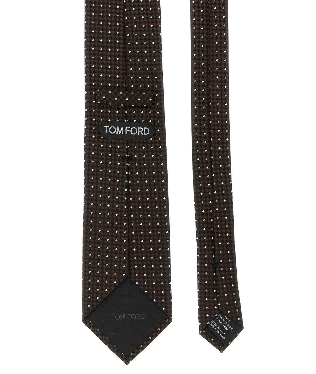 TOM FORD Коричневый шелковый галстук, фото 2