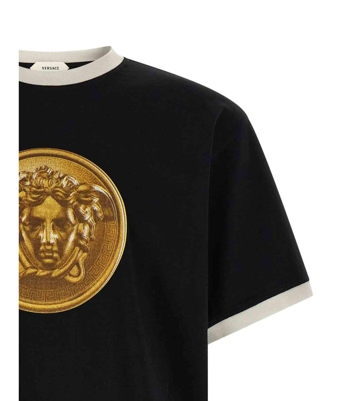 VERSACE Черная хлопковая футболка, фото 3