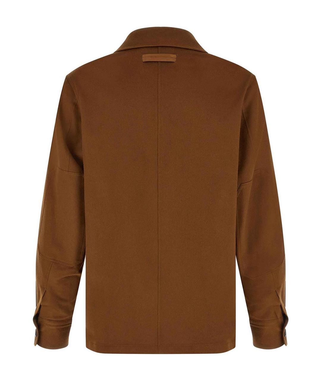 ZEGNA Коричневая кашемировая кэжуал рубашка, фото 2
