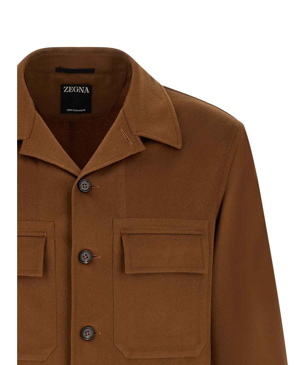 ZEGNA Коричневая кашемировая кэжуал рубашка, фото 3