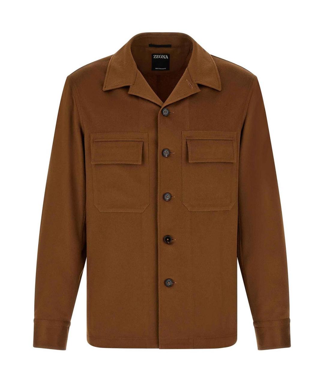 ZEGNA Коричневая кашемировая кэжуал рубашка, фото 1