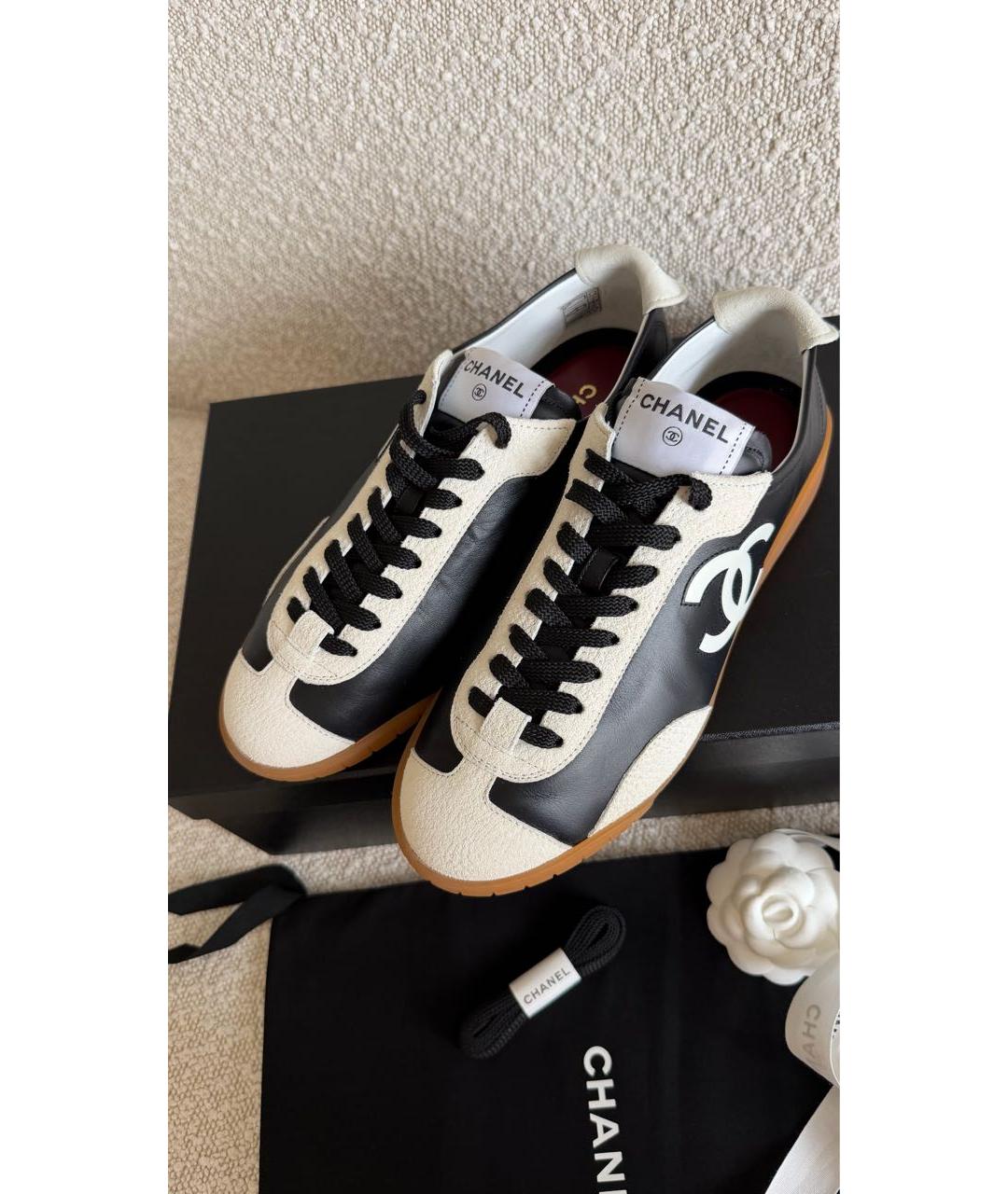 CHANEL Черные кожаные кеды, фото 3
