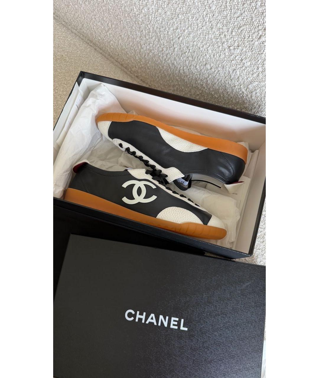CHANEL Черные кожаные кеды, фото 7