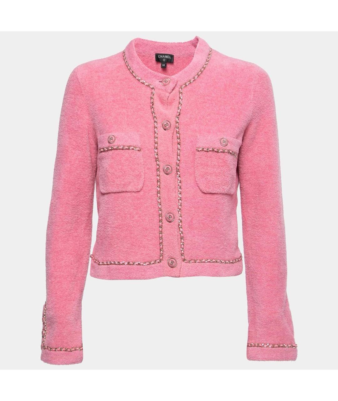 CHANEL Розовый хлопковый кардиган, фото 8