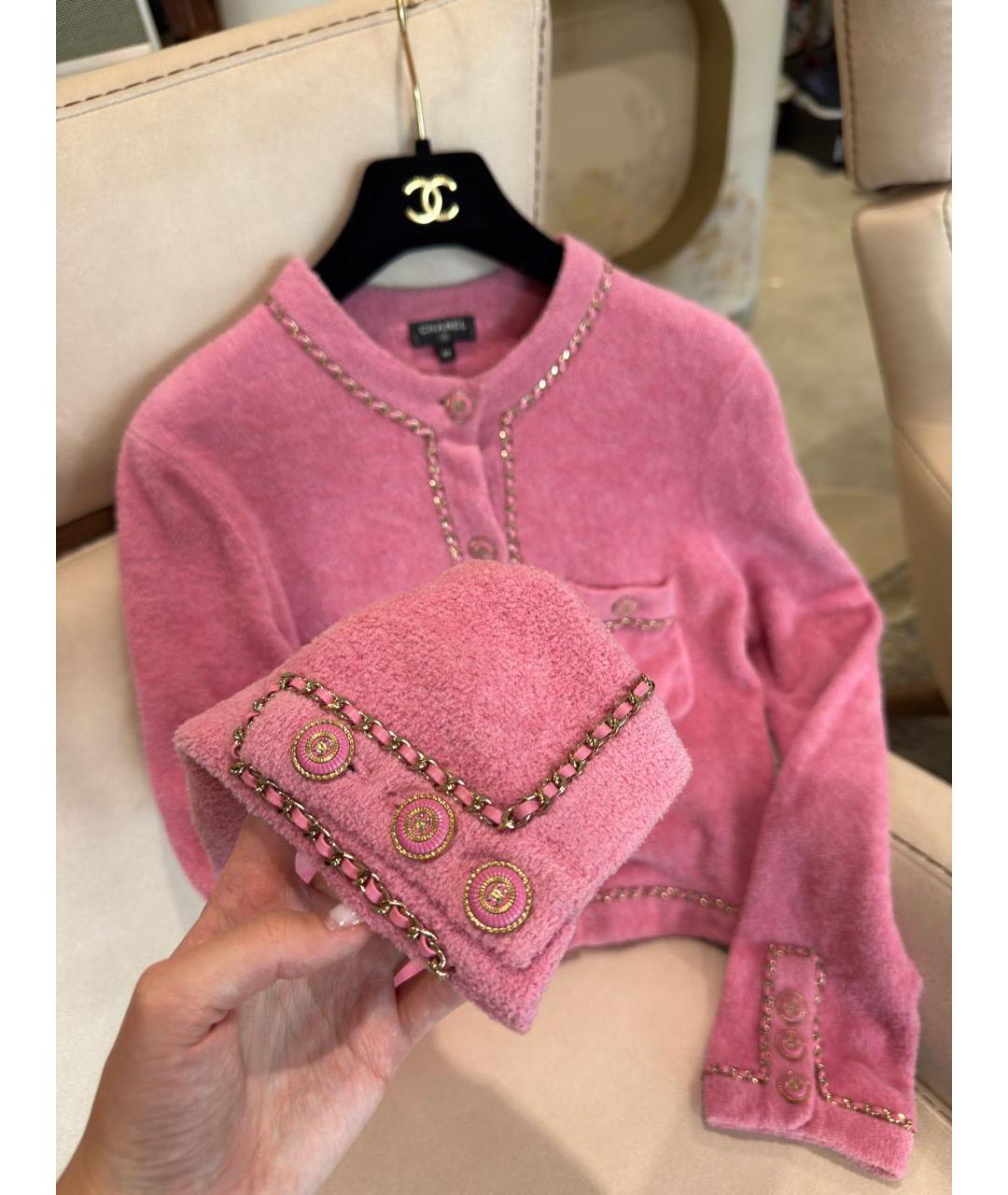 CHANEL Розовый хлопковый кардиган, фото 4