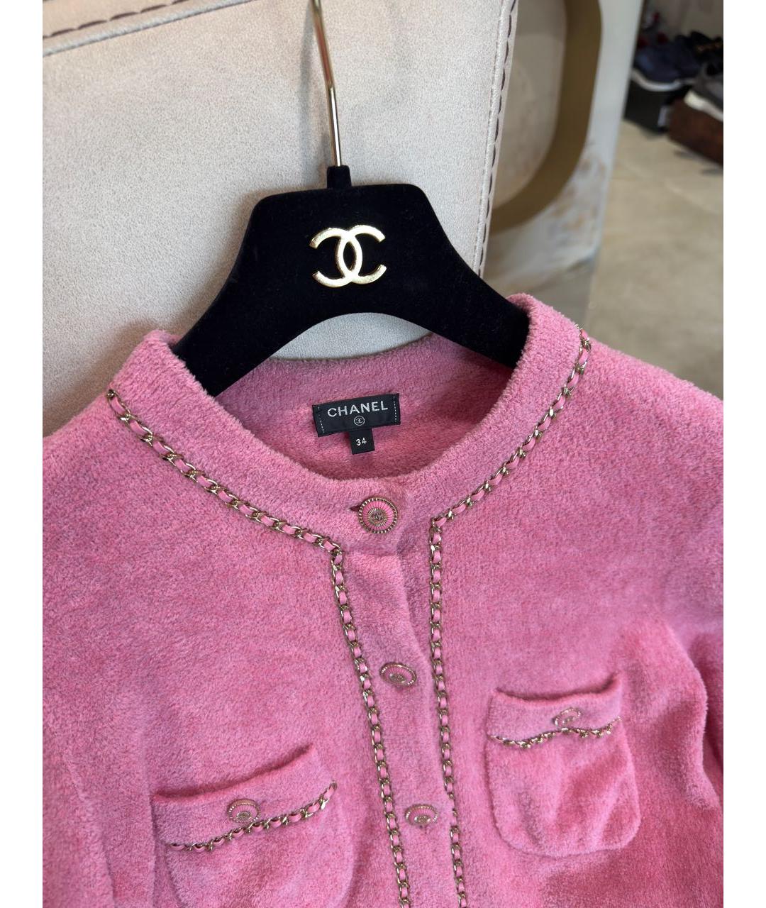 CHANEL Розовый хлопковый кардиган, фото 3