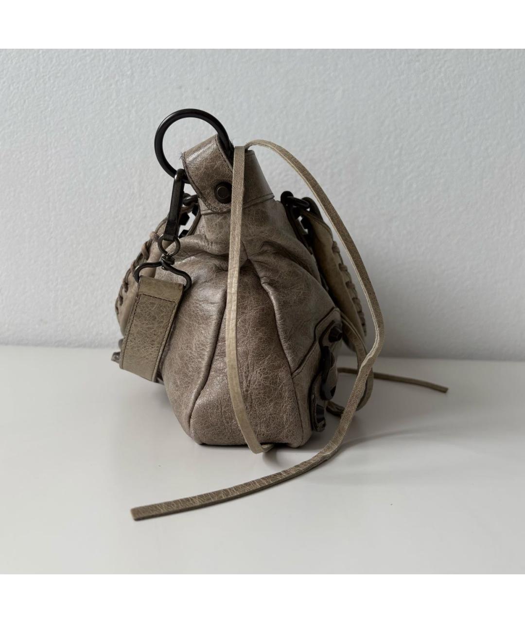 BALENCIAGA Бежевая кожаная сумка тоут, фото 5