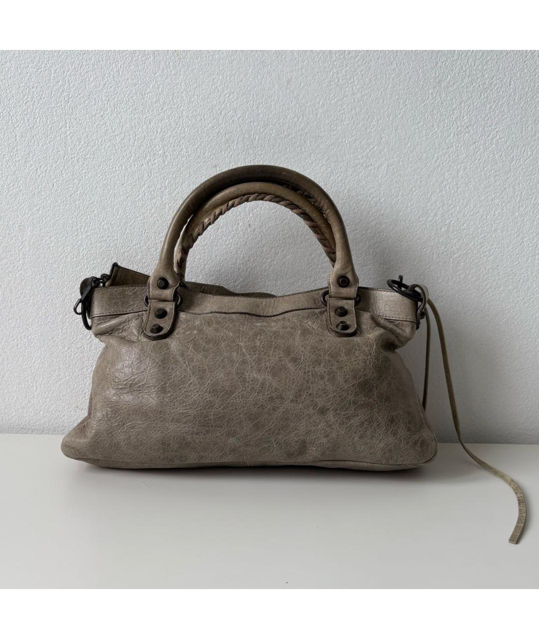 BALENCIAGA Бежевая кожаная сумка тоут, фото 3
