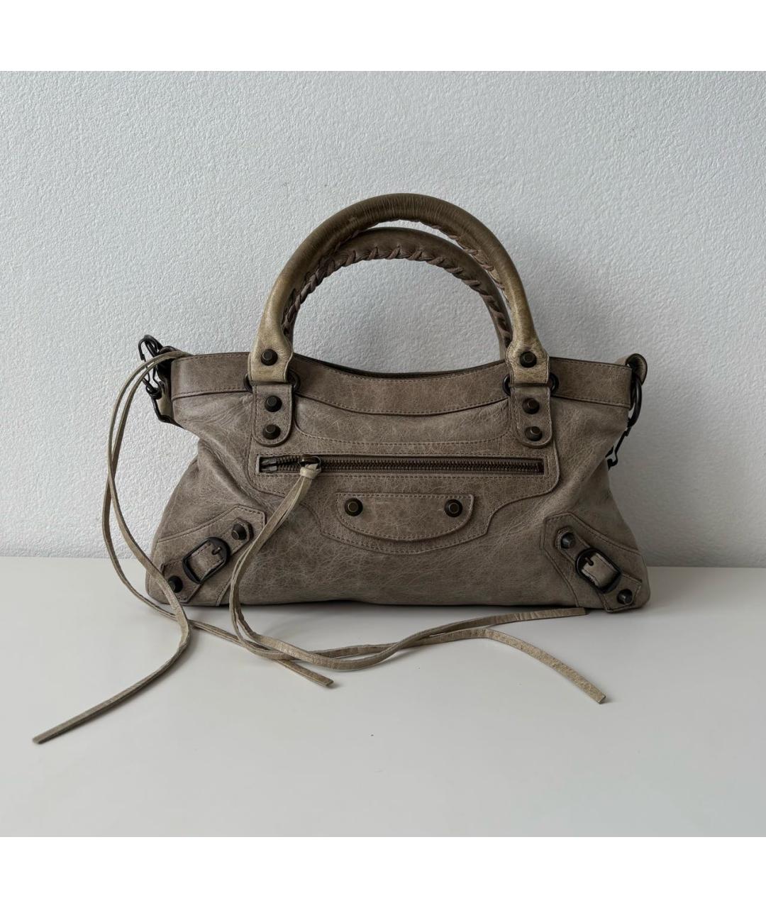 BALENCIAGA Бежевая кожаная сумка тоут, фото 8