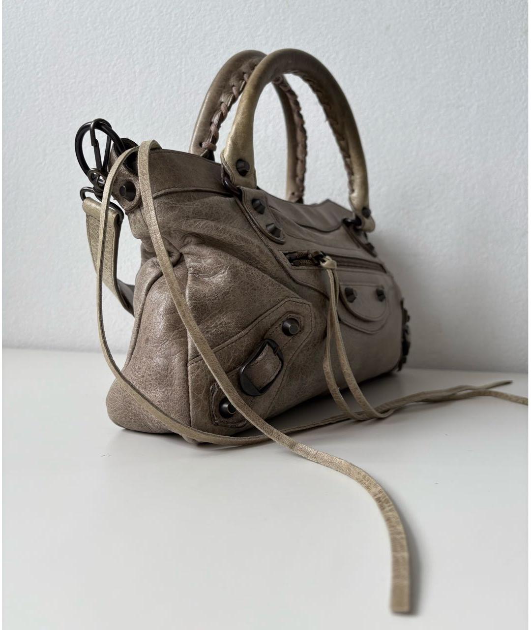 BALENCIAGA Бежевая кожаная сумка тоут, фото 2