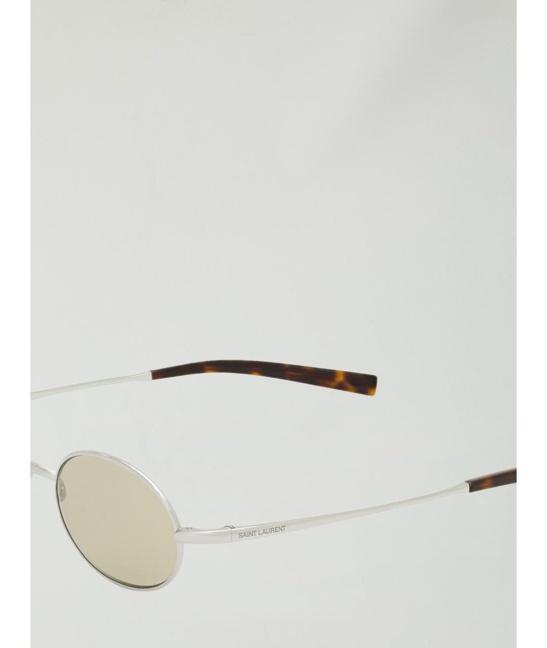 SAINT LAURENT Серебряные металлические солнцезащитные очки, фото 3