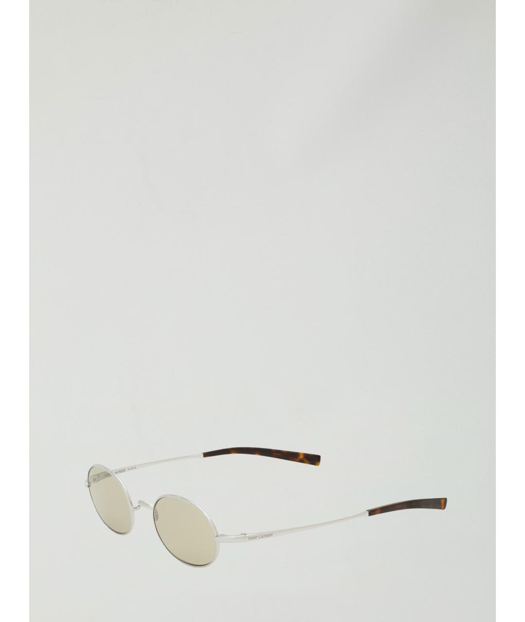 SAINT LAURENT Серебряные металлические солнцезащитные очки, фото 2