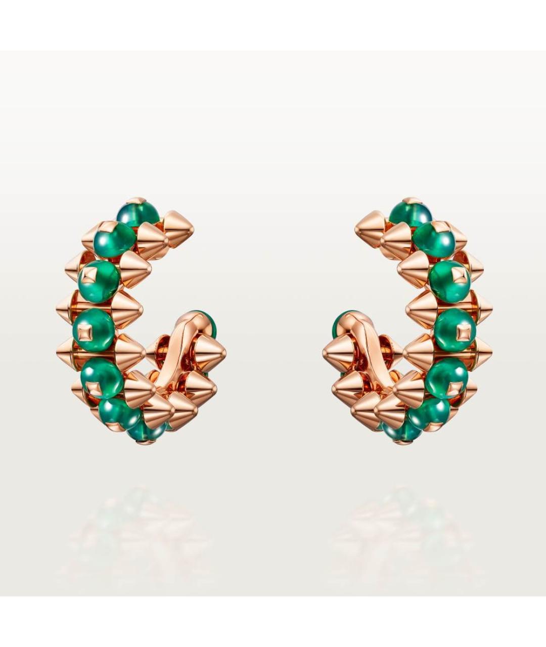 CARTIER Зеленые серьги из розового золота, фото 4