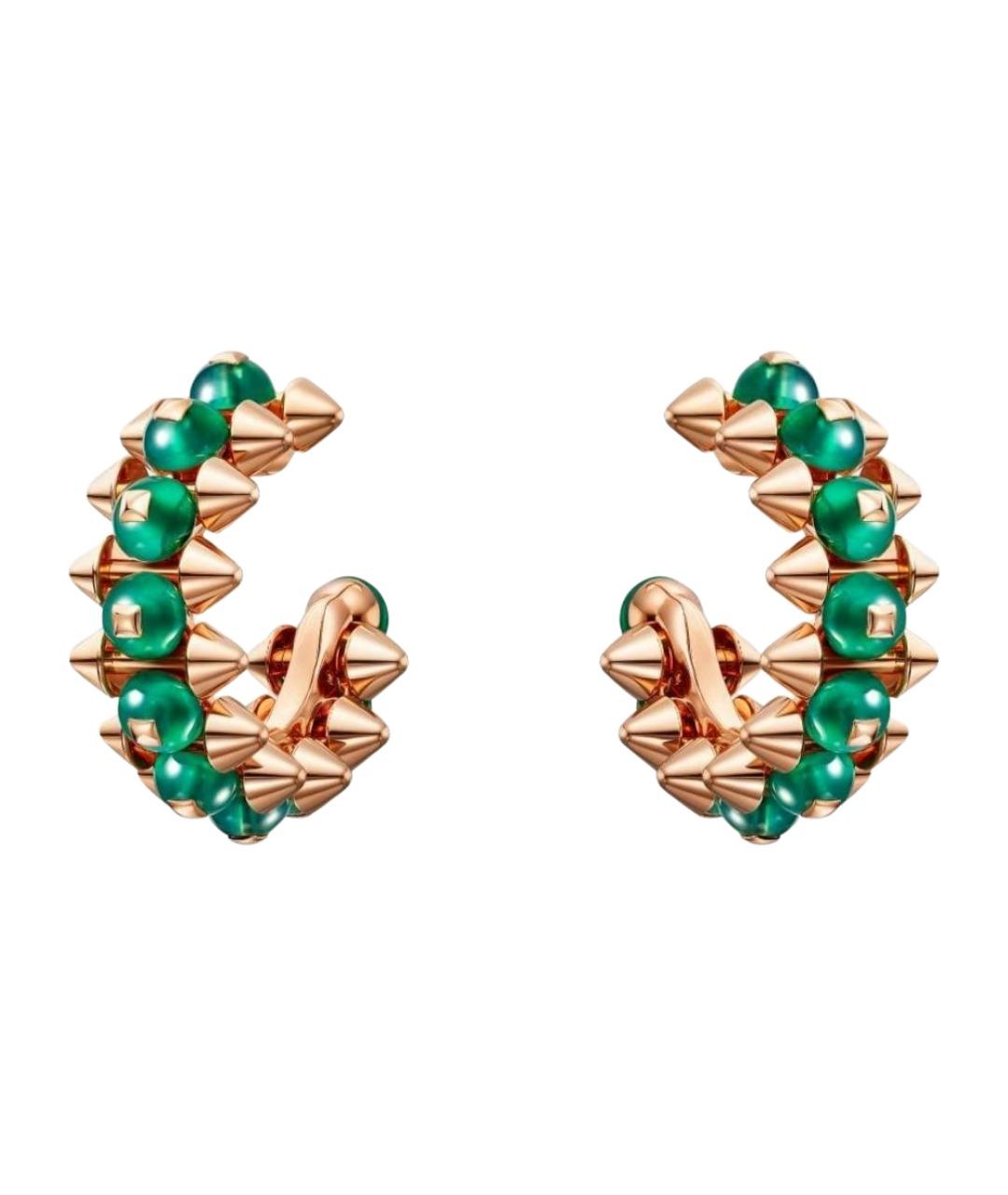 CARTIER Зеленые серьги из розового золота, фото 1