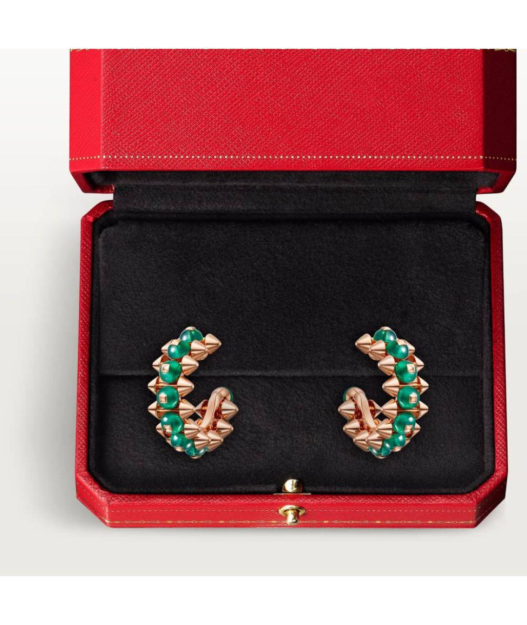 CARTIER Зеленые серьги из розового золота, фото 3