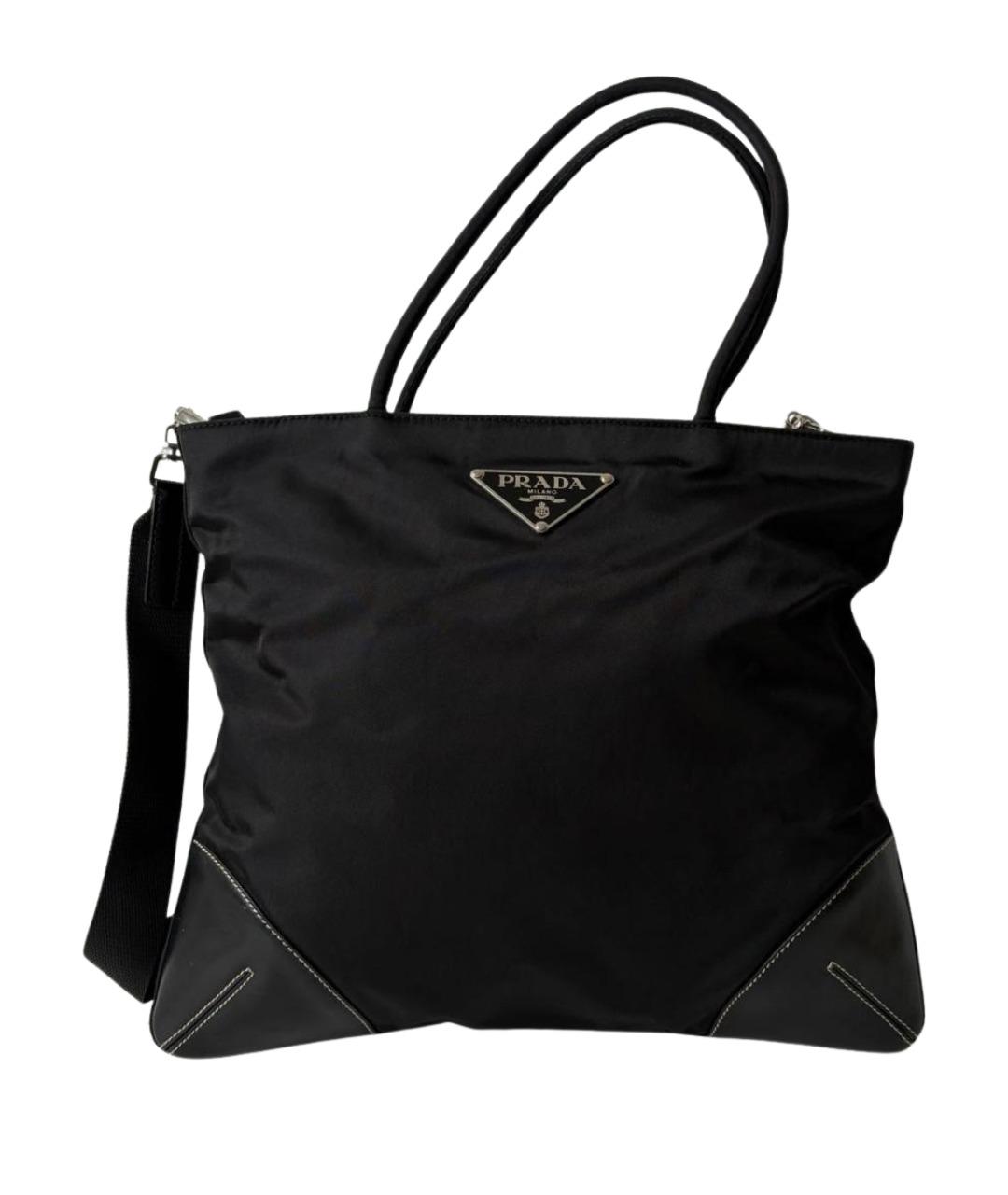 PRADA Черная нейлоновая сумка тоут, фото 1