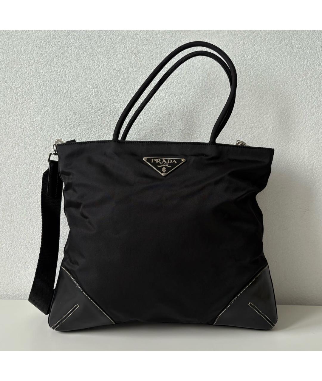 PRADA Черная нейлоновая сумка тоут, фото 8