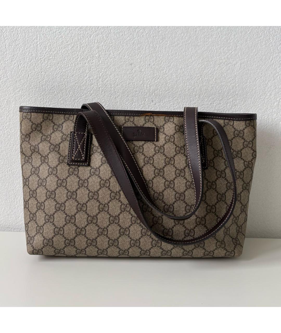 GUCCI Бежевая сумка тоут из канвы, фото 7