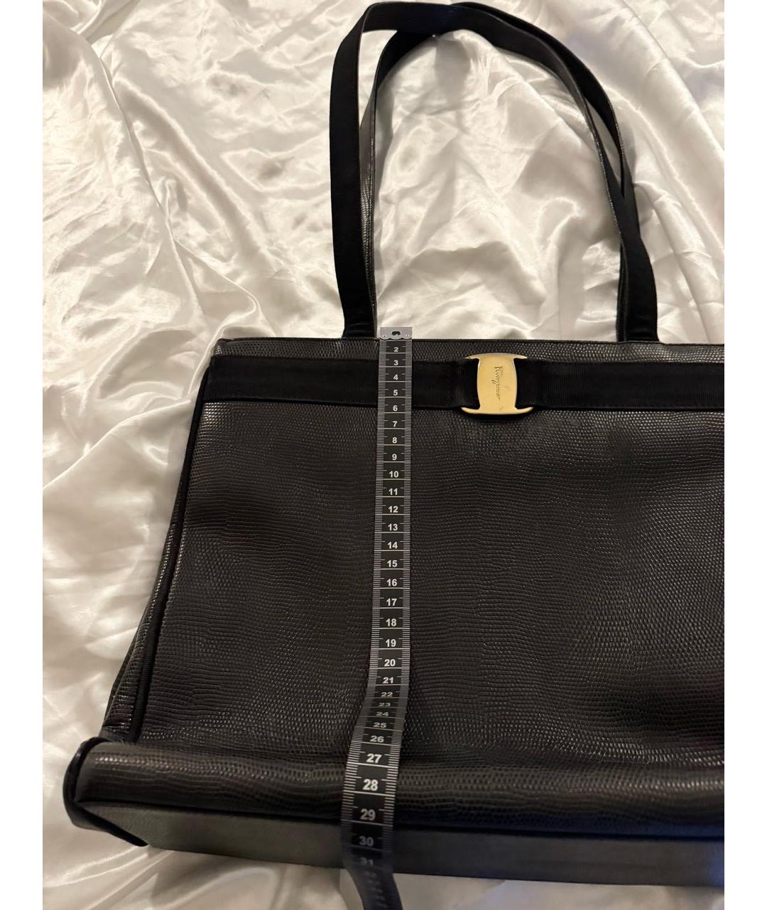FERRAGAMO Черная кожаная сумка тоут, фото 6