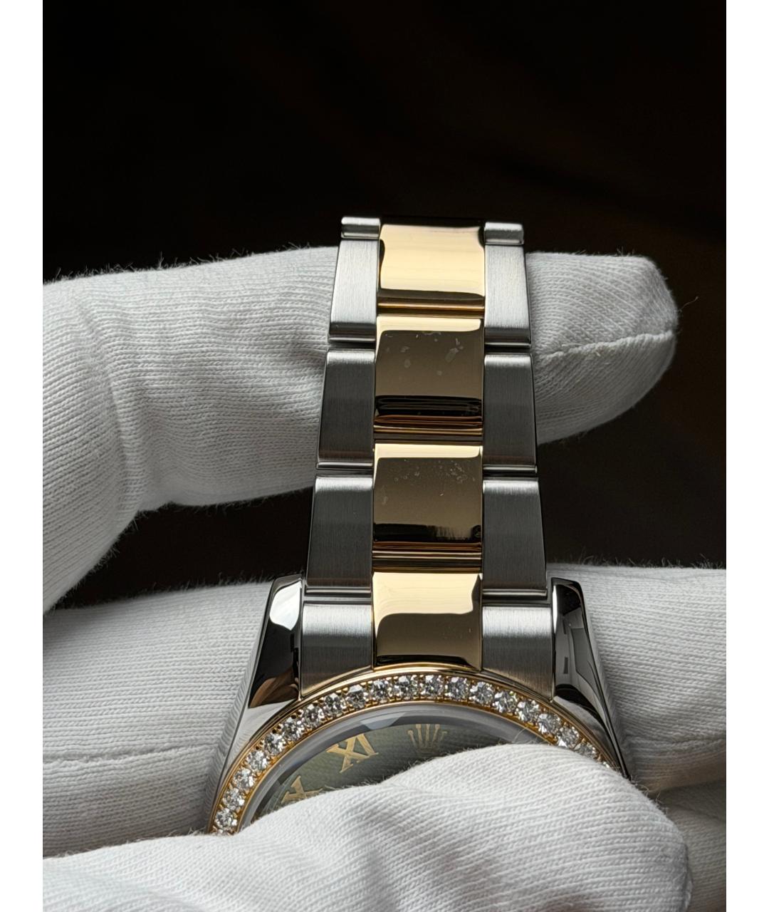 ROLEX Зеленые часы из желтого золота, фото 7