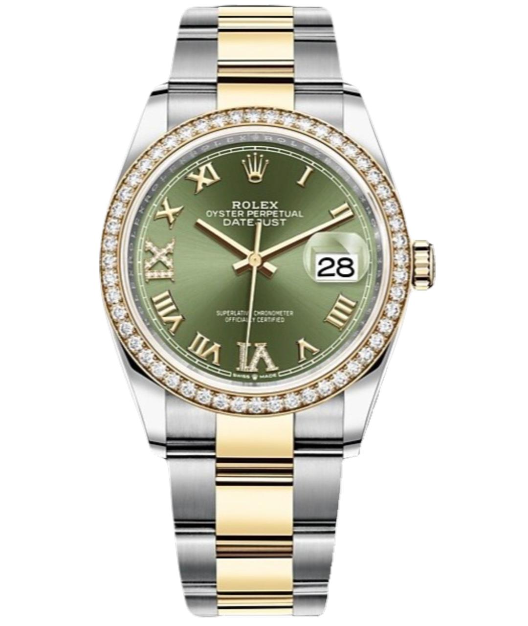 ROLEX Зеленые часы из желтого золота, фото 10