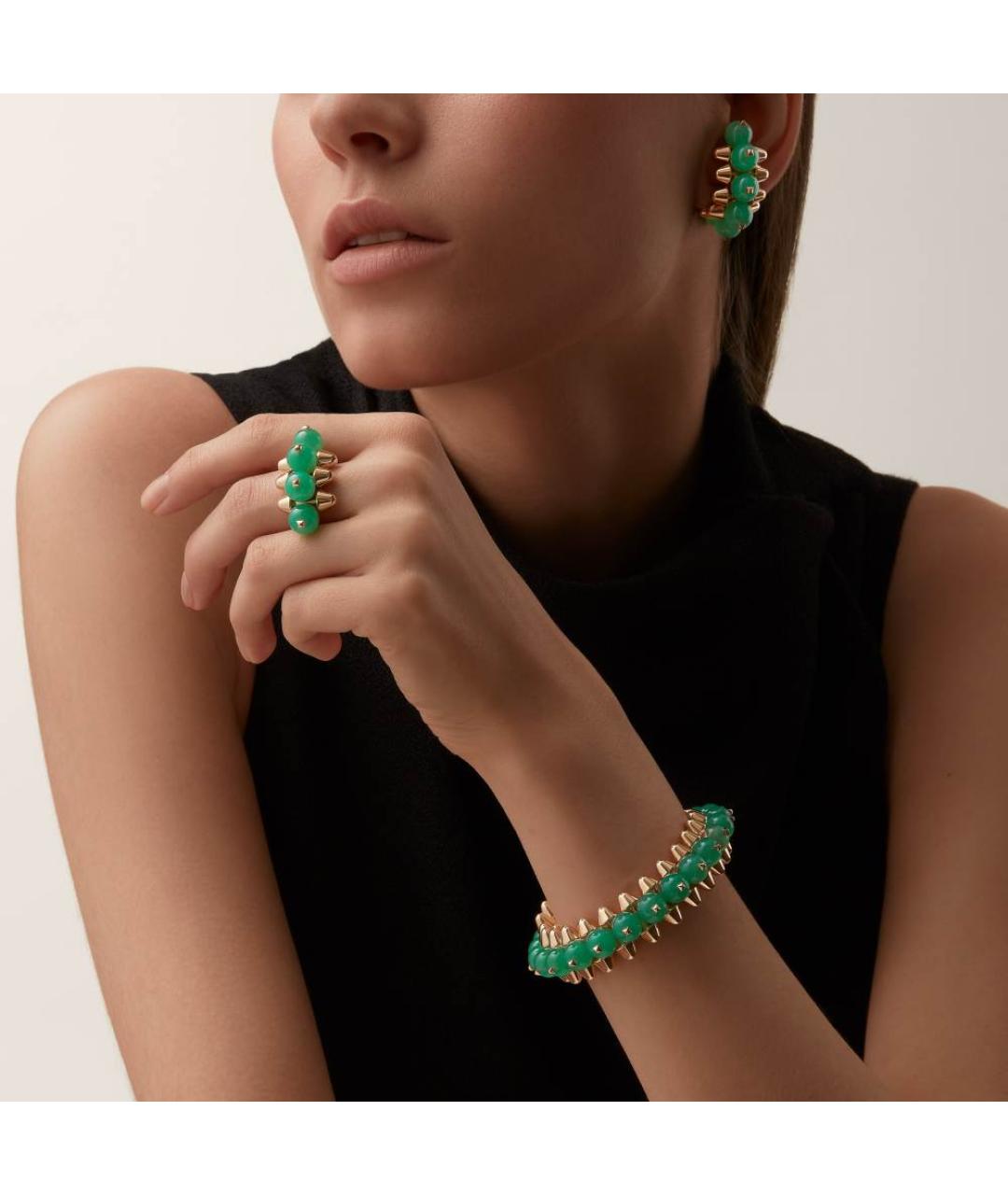 CARTIER Зеленые серьги из розового золота, фото 2