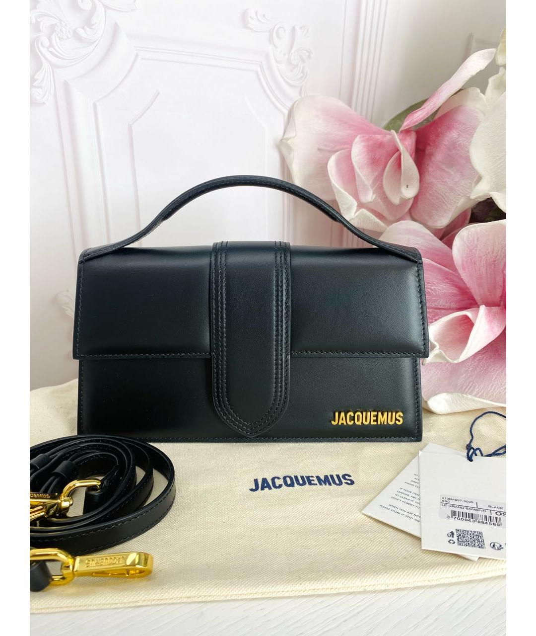 JACQUEMUS Черная кожаная сумка с короткими ручками, фото 6