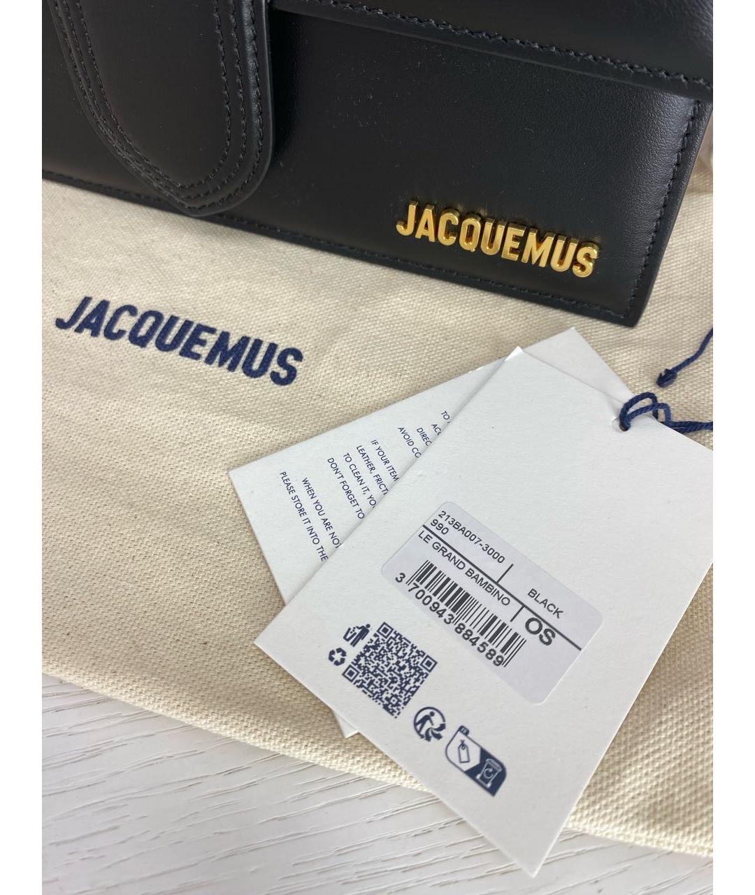 JACQUEMUS Черная кожаная сумка с короткими ручками, фото 8