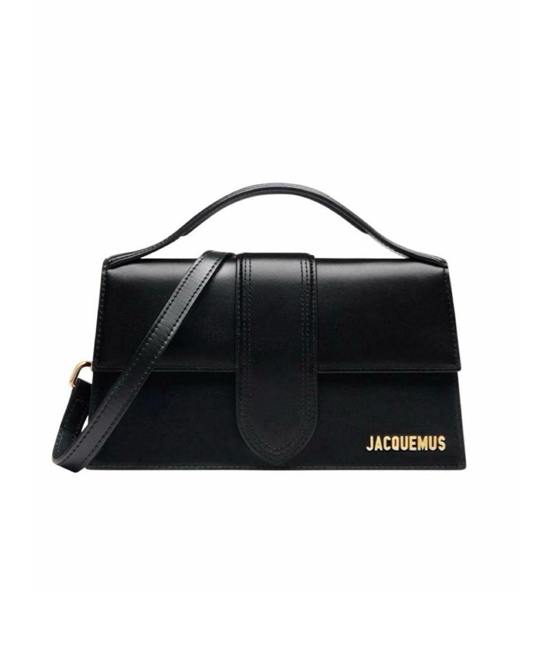 JACQUEMUS Черная кожаная сумка с короткими ручками, фото 1