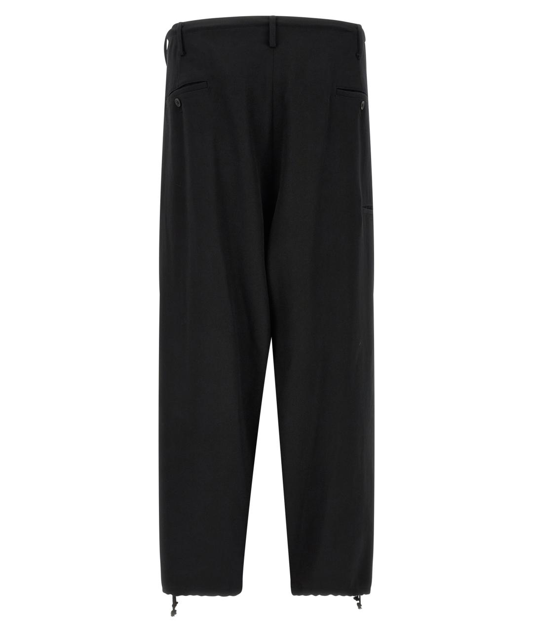YOHJI YAMAMOTO Черные шерстяные повседневные брюки, фото 2