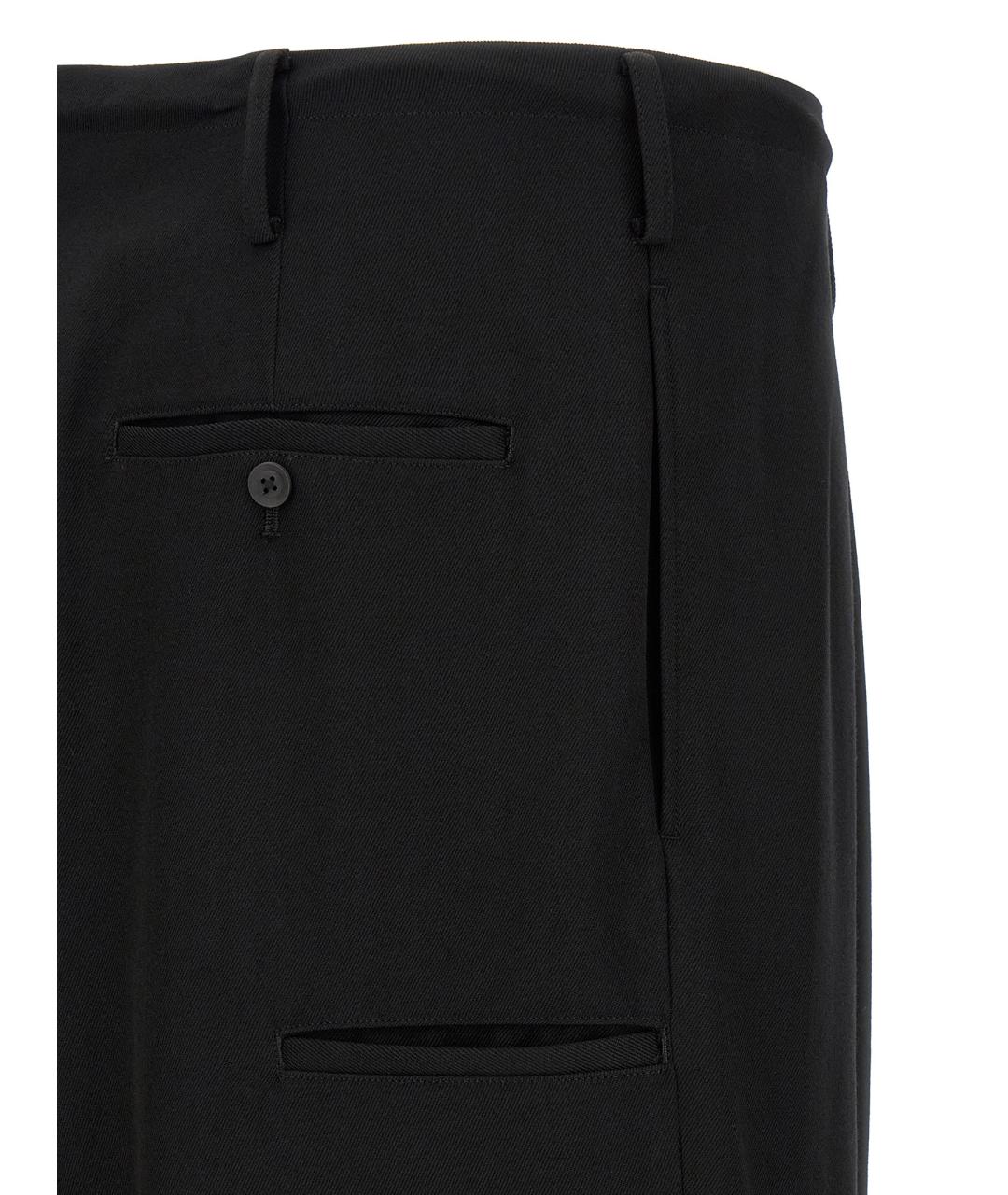 YOHJI YAMAMOTO Черные шерстяные повседневные брюки, фото 4