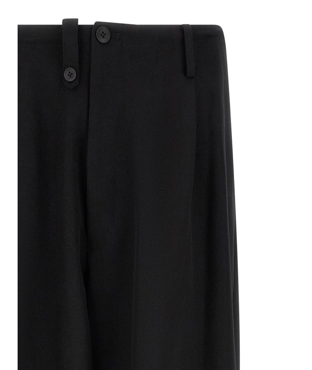 YOHJI YAMAMOTO Черные шерстяные повседневные брюки, фото 3