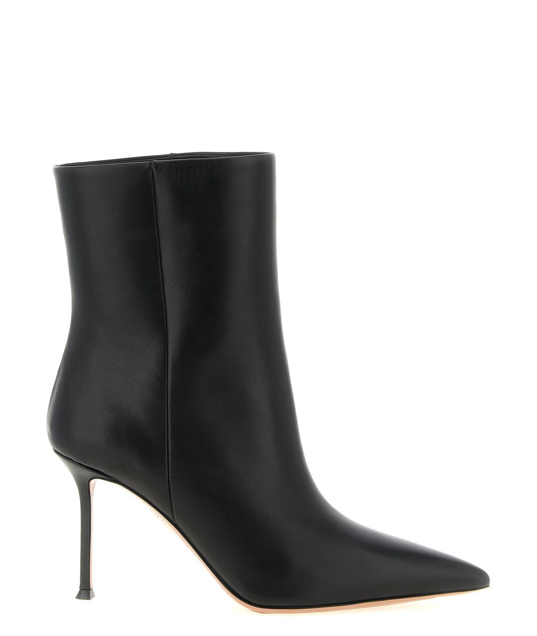 AQUAZZURA Черные кожаные ботильоны, фото 1