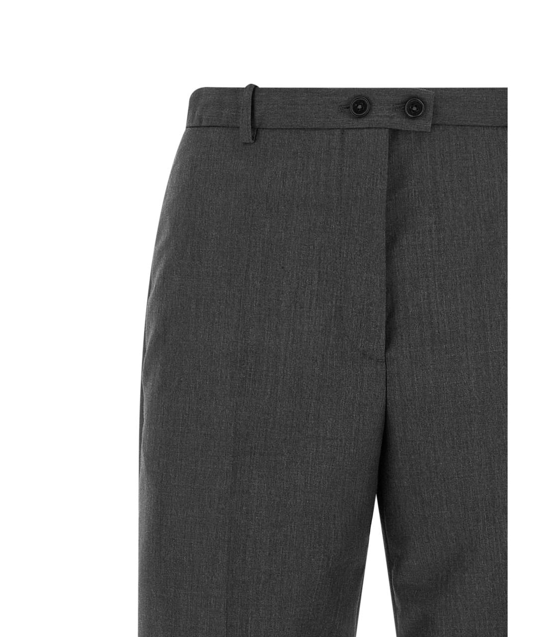 JIL SANDER Серые шерстяные прямые брюки, фото 3