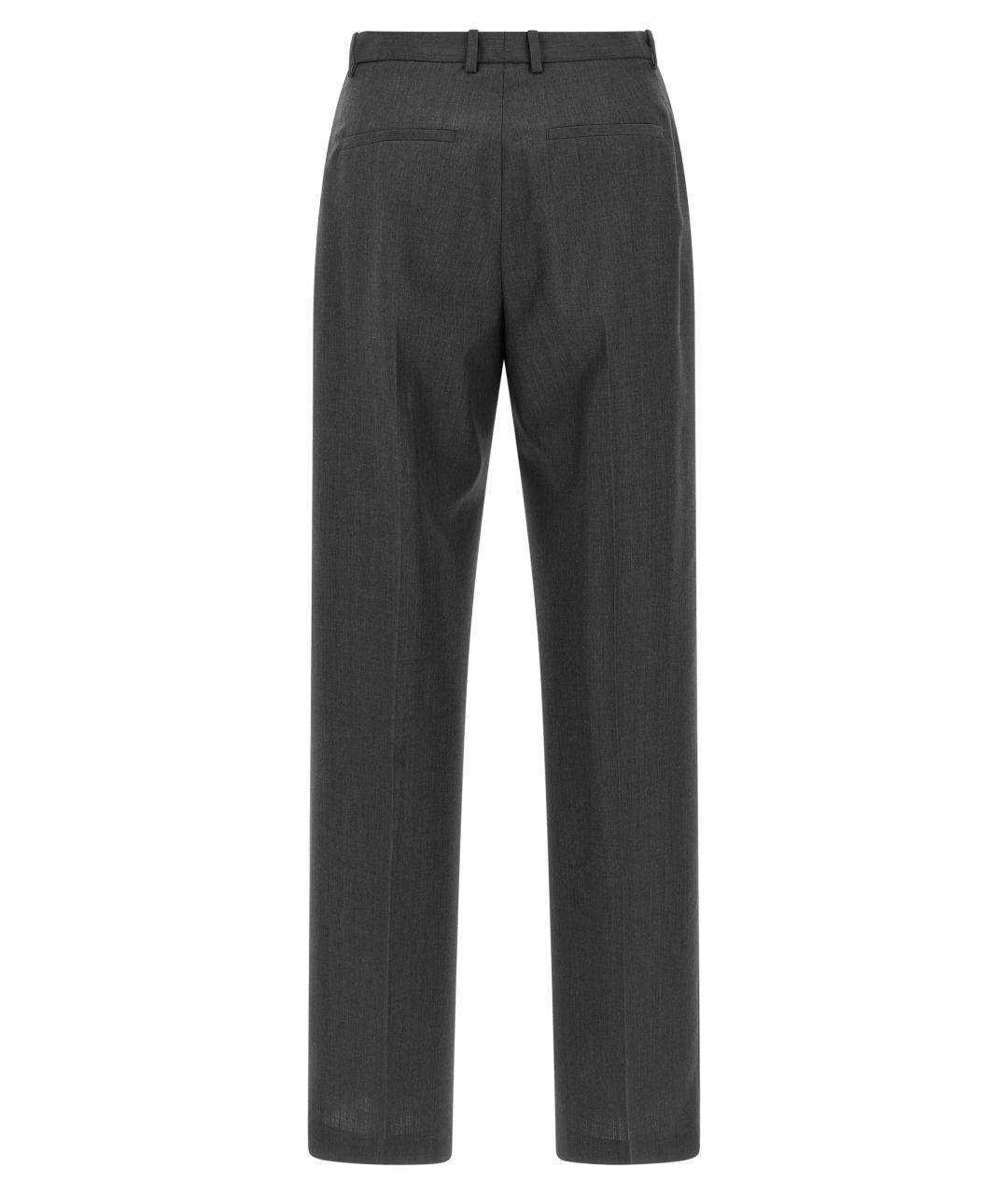 JIL SANDER Серые шерстяные прямые брюки, фото 2