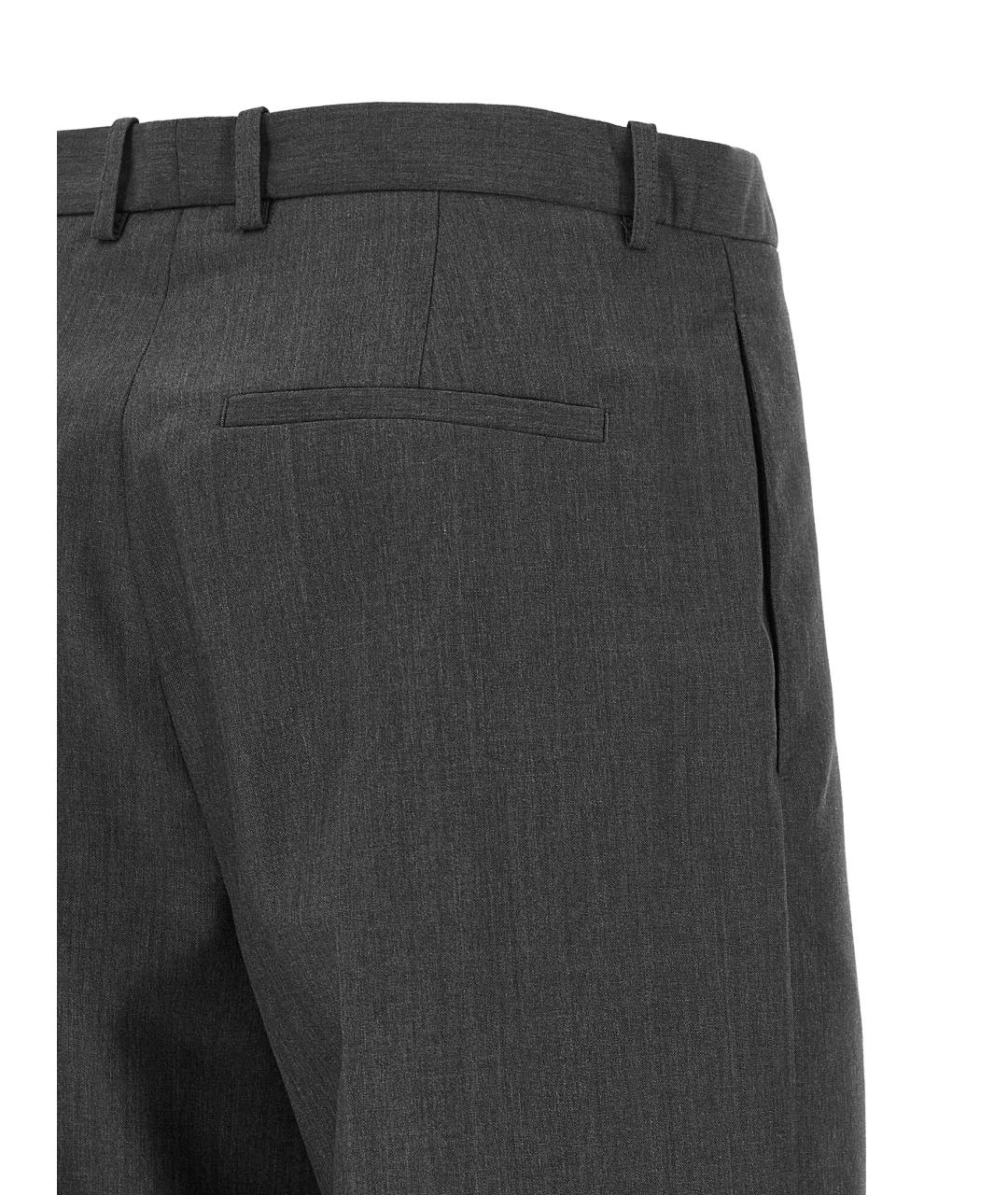JIL SANDER Серые шерстяные прямые брюки, фото 4