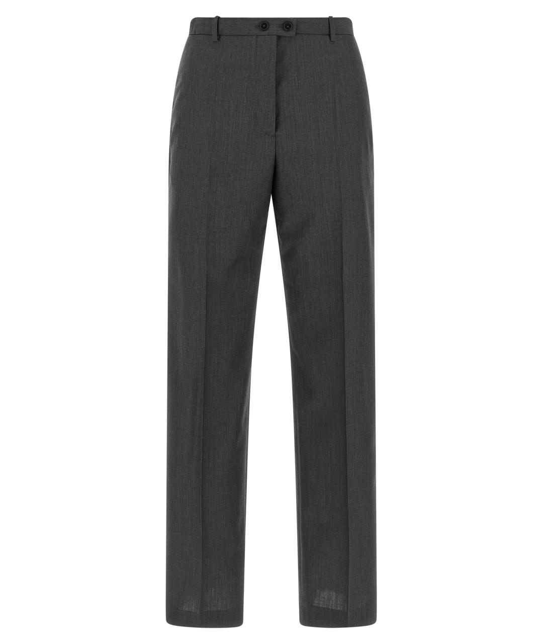 JIL SANDER Серые шерстяные прямые брюки, фото 1