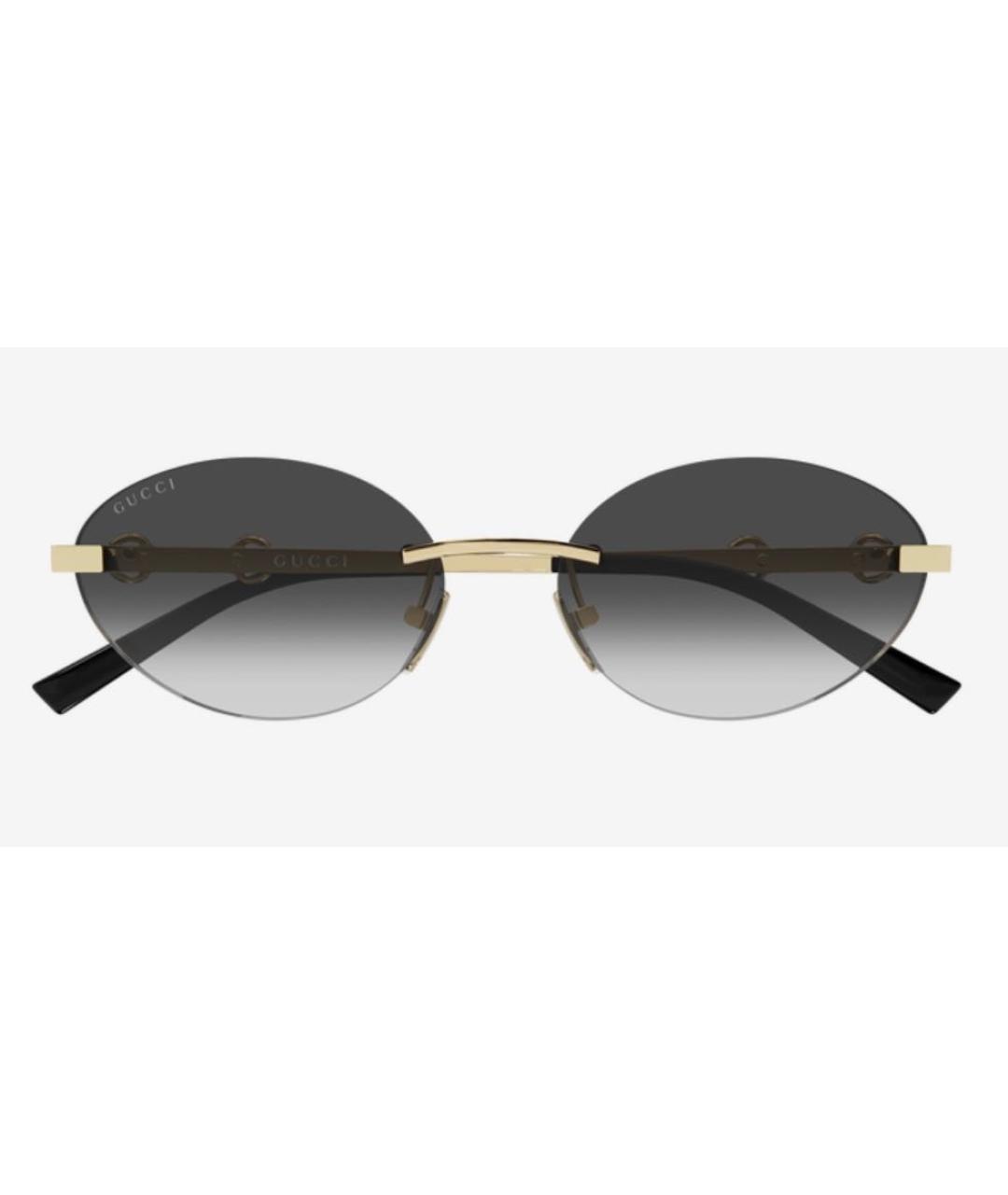 GUCCI Золотые металлические солнцезащитные очки, фото 3