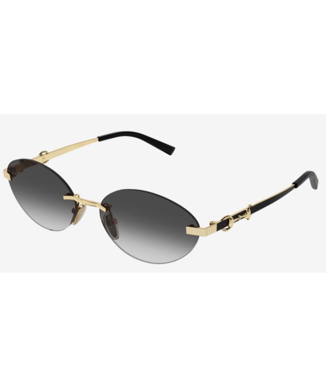 GUCCI Золотые металлические солнцезащитные очки, фото 4