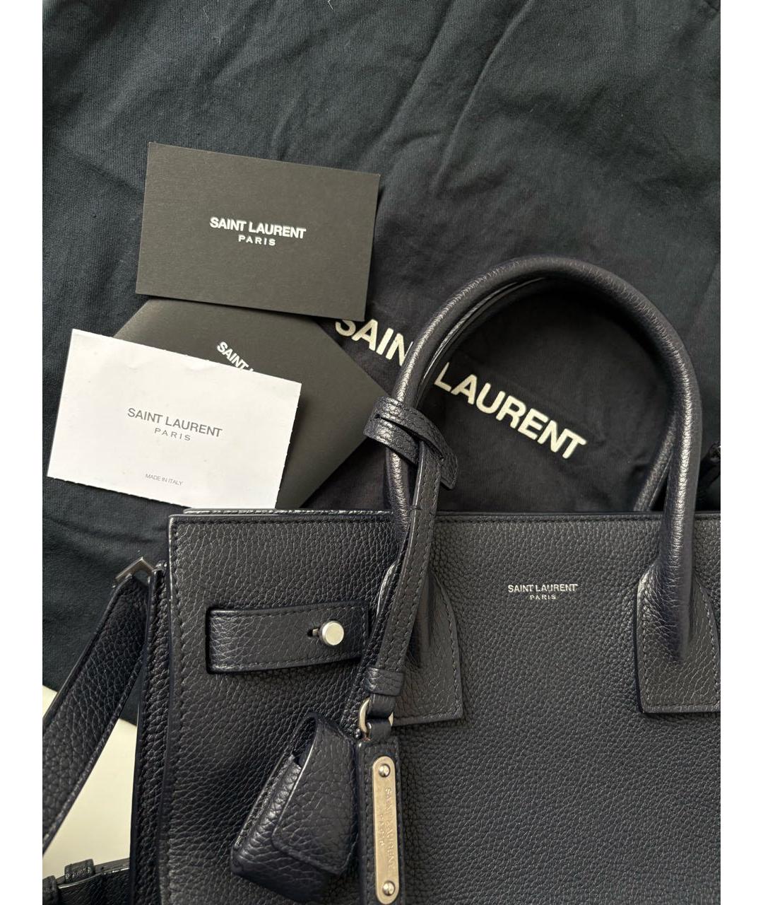 SAINT LAURENT Темно-синяя кожаная сумка через плечо, фото 6