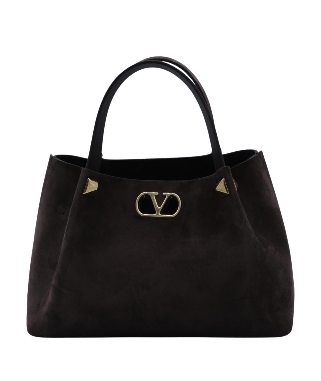 VALENTINO Коричневая кожаная сумка тоут, фото 1