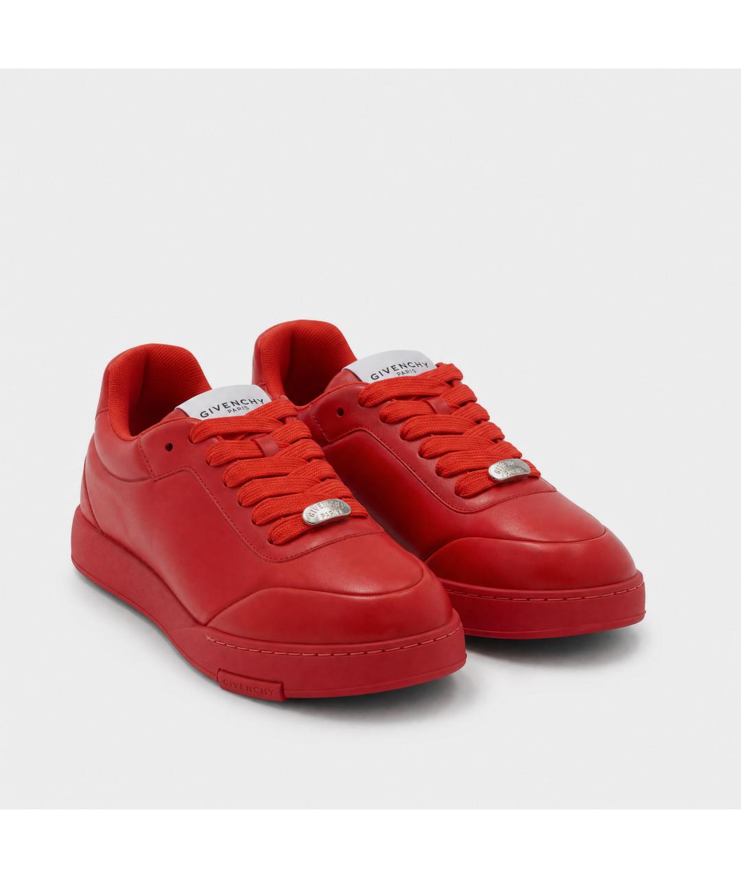 GIVENCHY Красные кожаные низкие кроссовки / кеды, фото 2