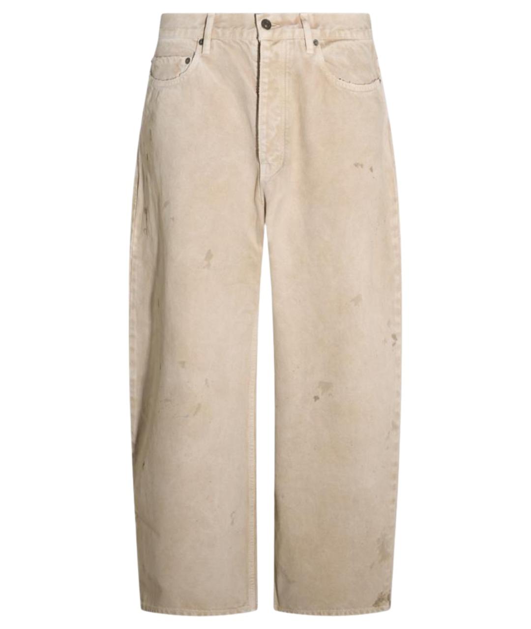 BALENCIAGA Бежевые хлопковые прямые джинсы, фото 1