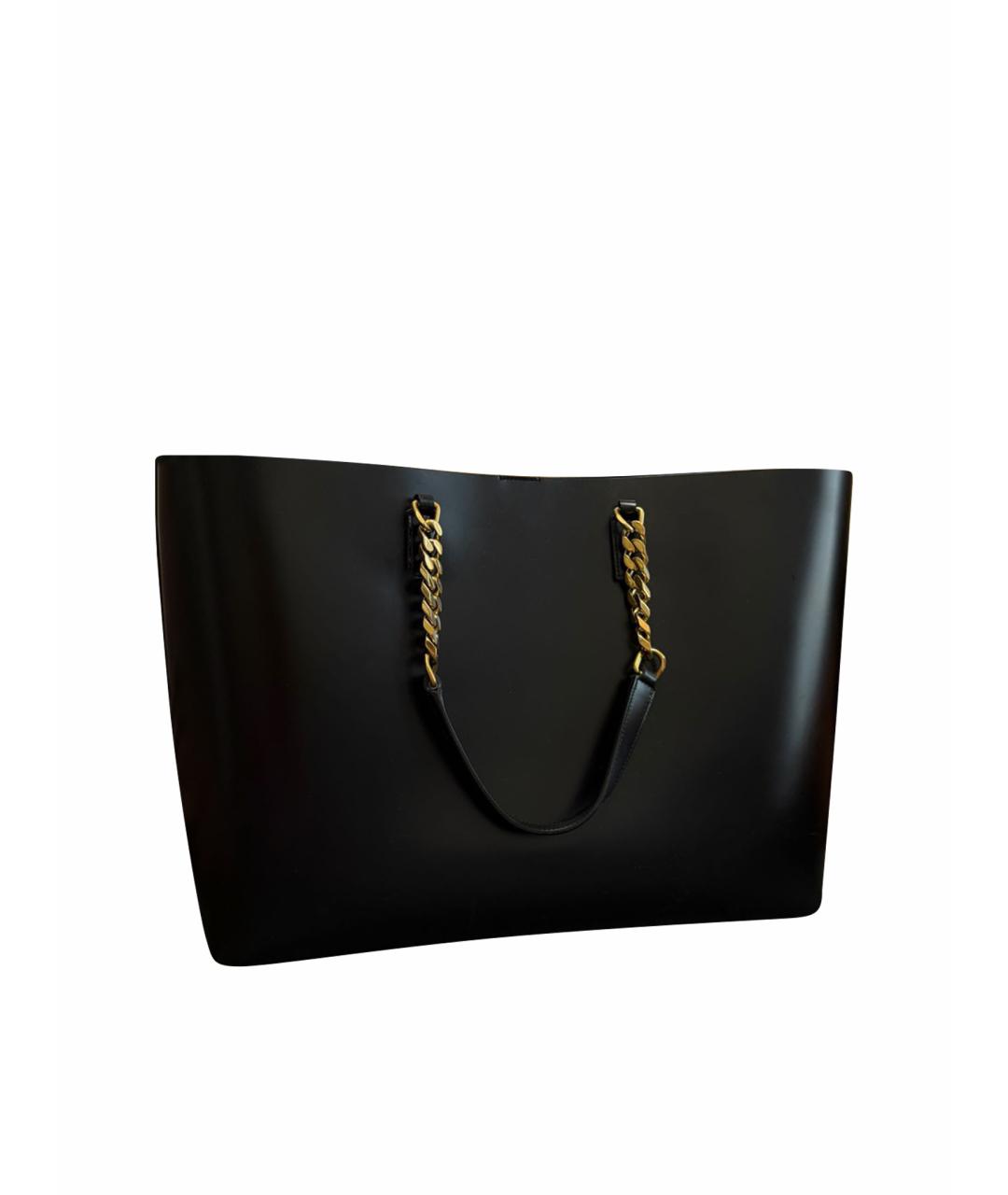 SAINT LAURENT Черная кожаная сумка с короткими ручками, фото 5