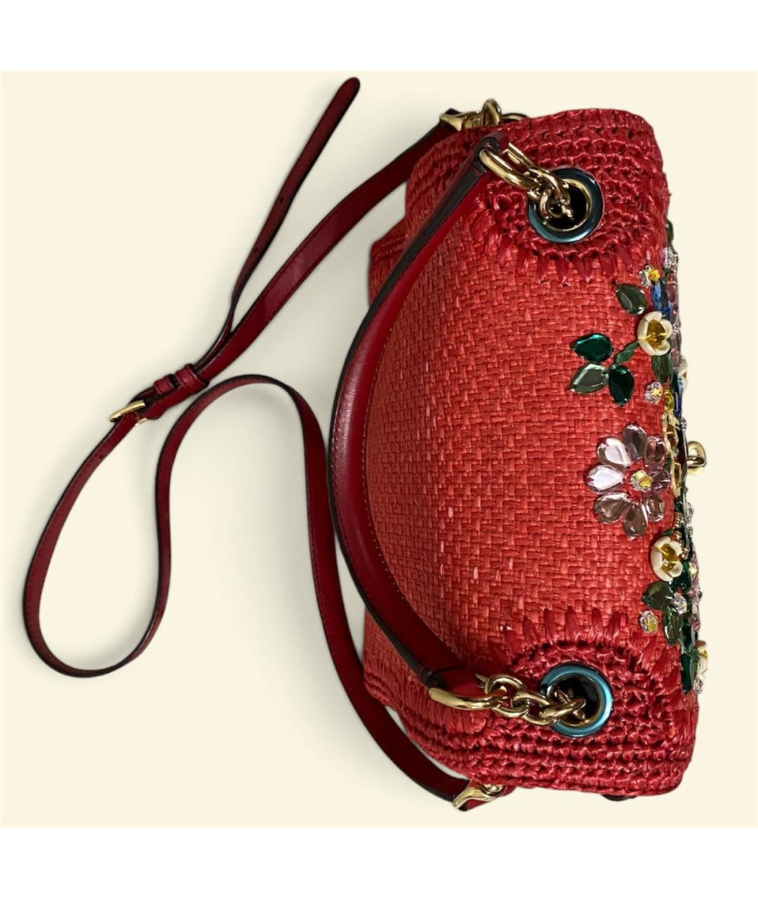 DOLCE&GABBANA Красная плетеная сумка через плечо, фото 4